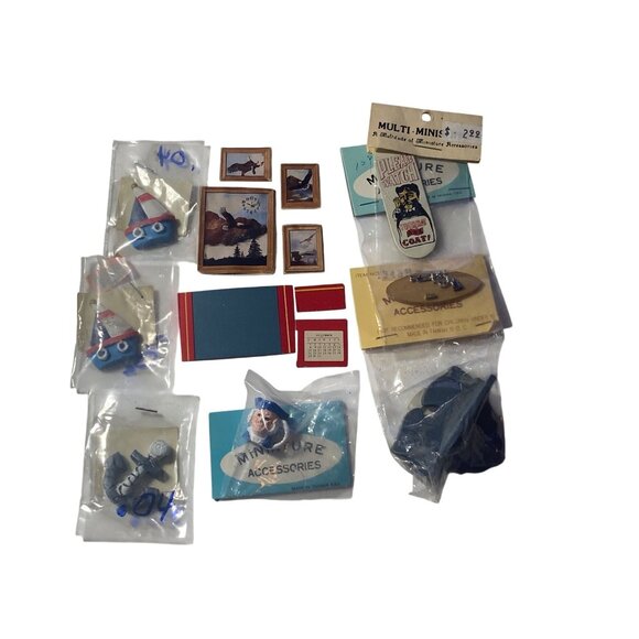 Dollhouse Man Cave Nautical Wall Shelf Eagle Picture Desk Set Arts Crafts Assort - Picture 1 of 16